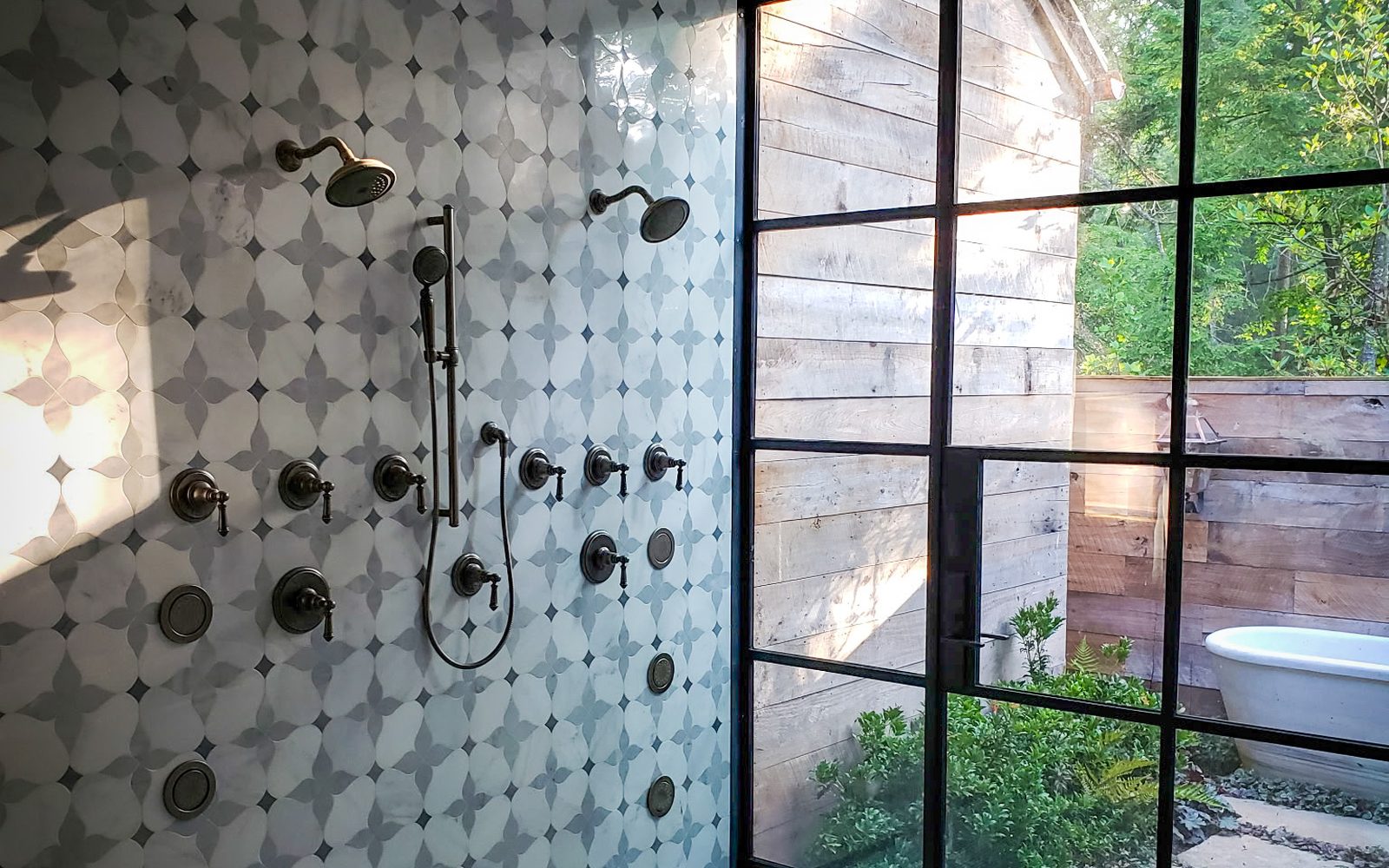 Custom marble tile bathroom by E&H Flooring, Knoxville TN